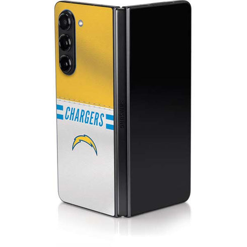 NFL Los Angeles Chargers White Striped Galaxy Z Fold5 5G Skin